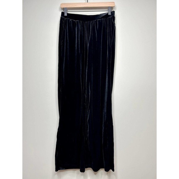 Roaman's Black Velour Stretchy Flowy Pants Size 12S - Picture 1 of 6
